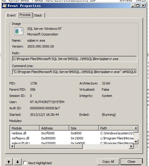 用Process Monitor来监视SQLSERVER的logwrite大小
